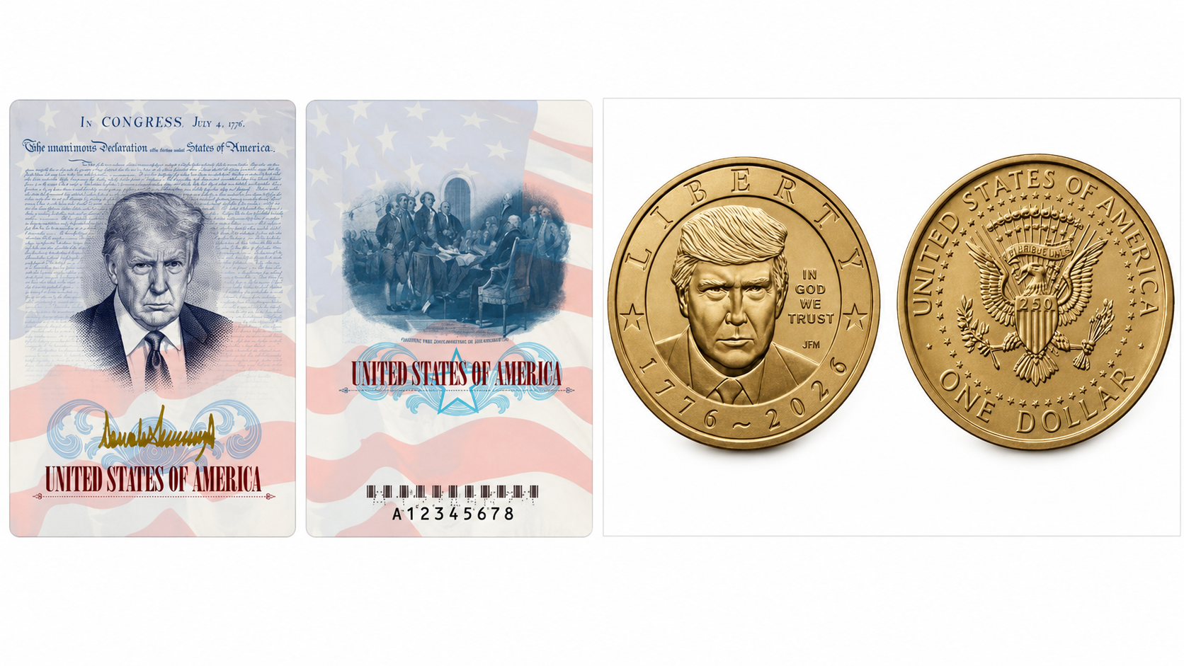 Trump's Image Appears on New U.S. $1 Coin and Special 250th Anniversary Passport